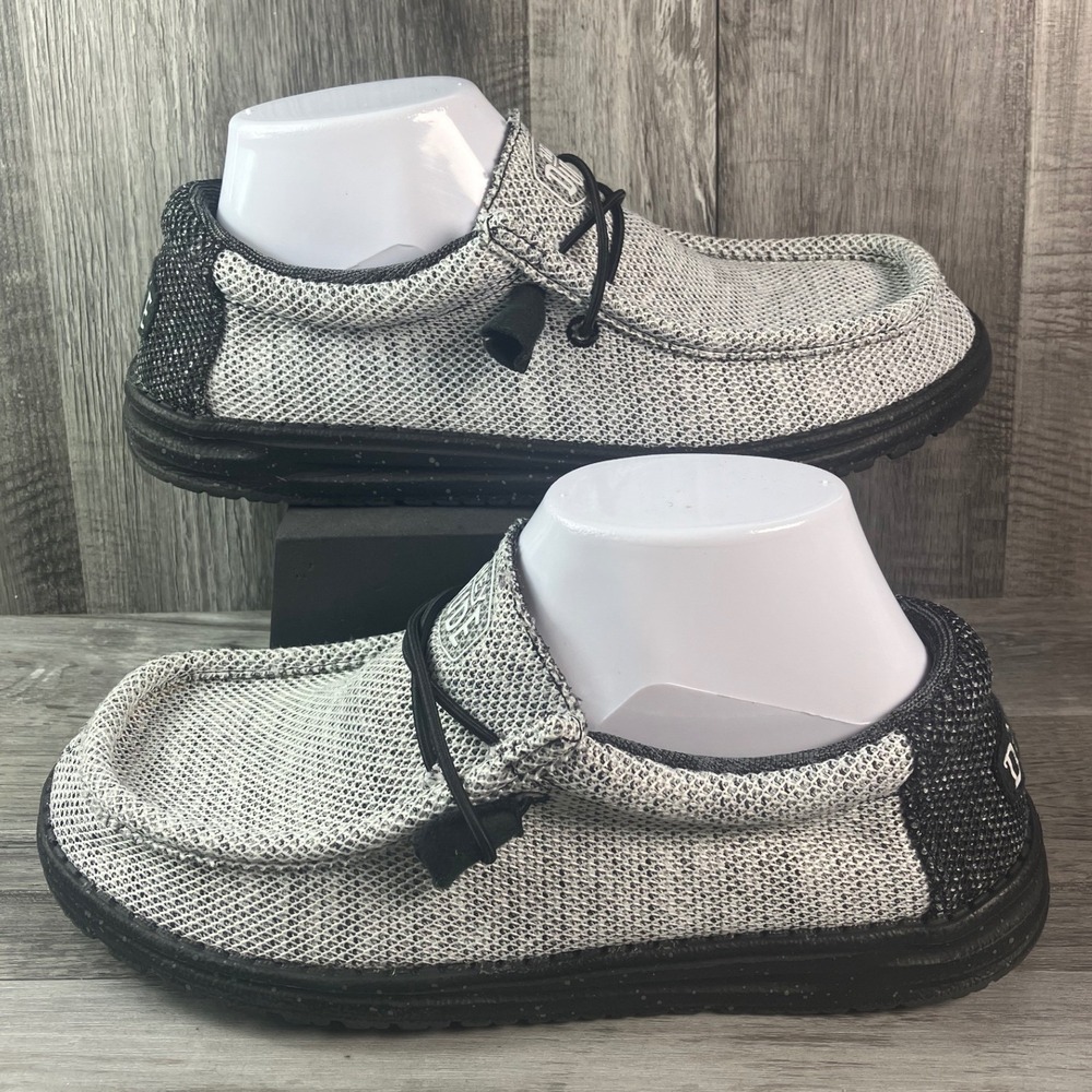 Hey Dude Wally Stretch Poly Dark Grey Knit Slip On Loafers Mens Size 7 40024-1GQ